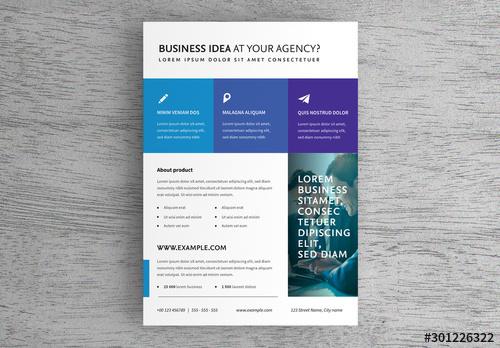 Business Flyer Layout with Blue Accents - 301226322 - 301226322