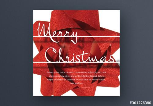 Christmas Card Layout with Red Bow - 301226380 - 301226380