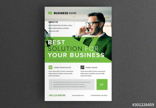 Elegant Business Flyer Layout with Green Accent - 301226459 - 301226459