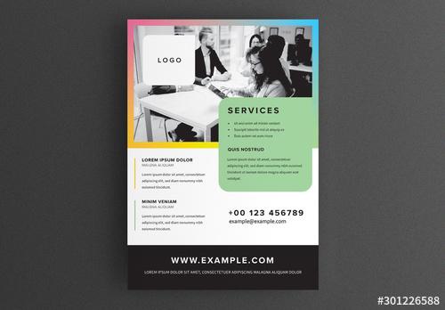 Simple Flyer Layout with Colored Frame - 301226588 - 301226588