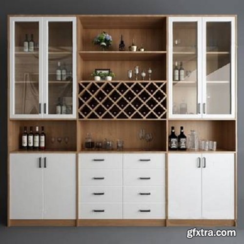 Modern wine cabinet 02 3d model