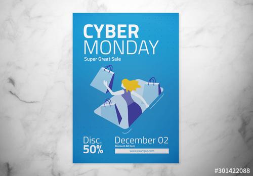 Blue Cyber Monday Flyer Layout - 301422088 - 301422088