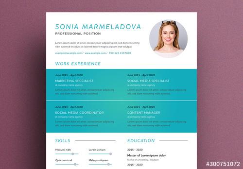 Resume Layout with Teal Accent - 300751072 - 300751072