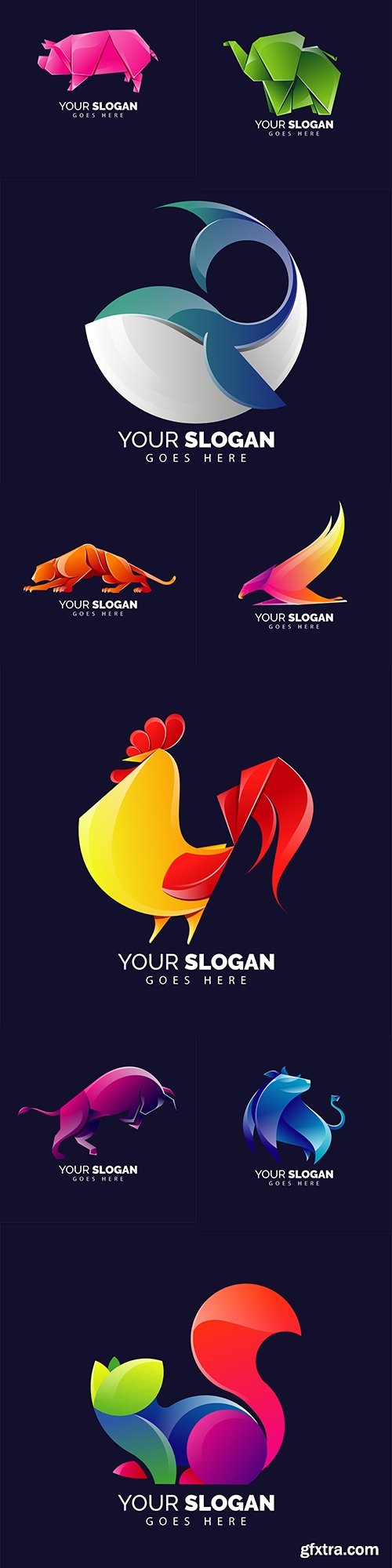 Colorful origami logo design in modern style