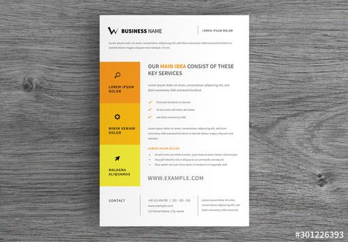 Business Flyer Layout with Yellow Accents - 301226393 - 301226393