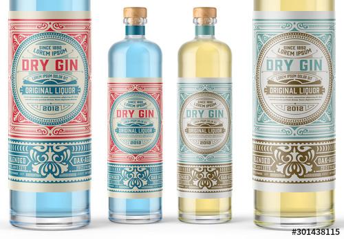 Vintage Gin Label Packaging Layout  - 301438115 - 301438115