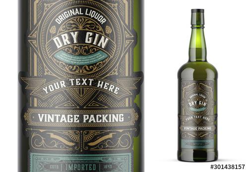 Vintage Gin Label Packaging Layout  - 301438157 - 301438157