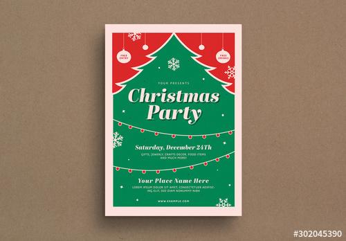 Retro Christmas Event Flyer Layout - 302045390 - 302045390