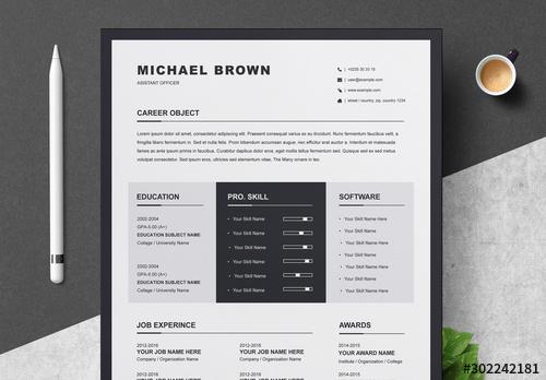 Resume Layout with Black Border - 302242181 - 302242181