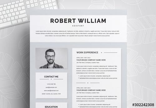 Gray Resume Layout with Photo - 302242308 - 302242308