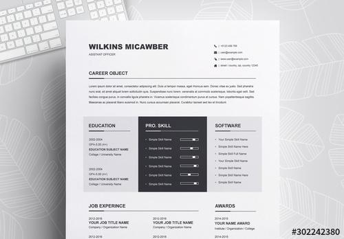 Resume Layout with Black Square Element - 302242380 - 302242380