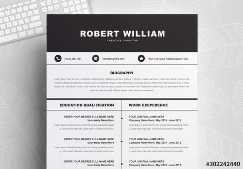 Resume Layout with Black Header - 302242440 - 302242440