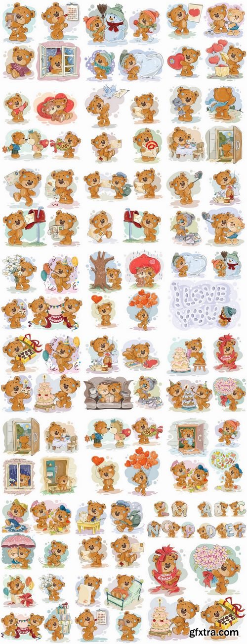 Teddy bear gift card for Valentines Day Love Heart 25 EPS