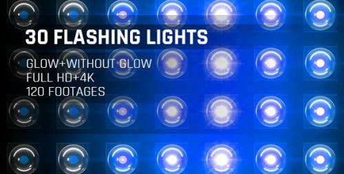 Videohive - 120 Flashing Light Full HD and 4K Blue Glow Loop Footages/ Cold Award Led Light Stage Backgrounds