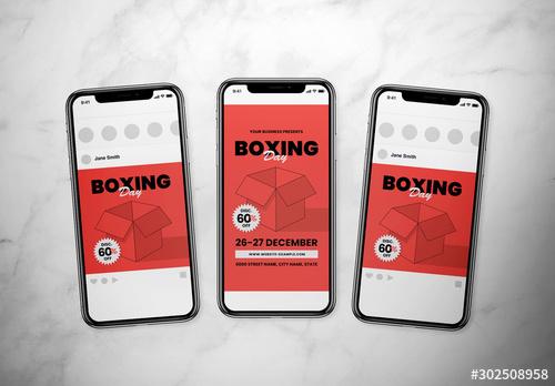 Boxing Day Event Social Media Post Layout Set - 302508958 - 302508958