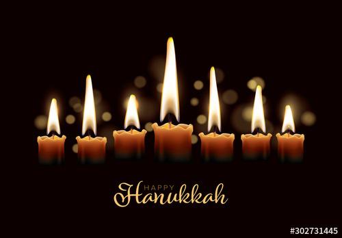 Hanukkah Card Layout with Seven Candles - 302731445 - 302731445