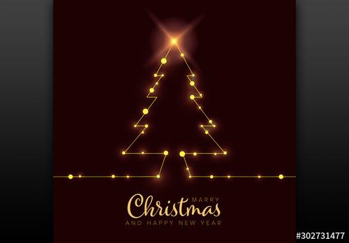 Christmas Card Layout with Light Strand Tree - 302731477 - 302731477