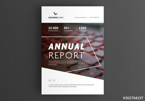 Business Report Cover Layout with Keyboard Image - 302784197 - 302784197