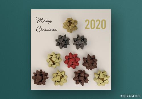 Greeting Card with Paper Star Tree - 302784305 - 302784305