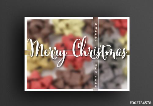 Christmas Card Layout with Blurred Background - 302784578 - 302784578