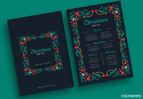 Navy Christmas Themed Menu Layout - 302949993 - 302949993