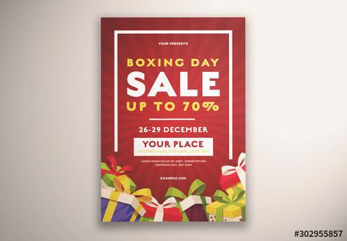 Boxing Day Sale Flyer Layout with Presents - 302955857 - 302955857