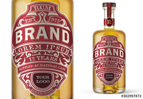 Vintage-Style Bottle Label Layout  - 302997873 - 302997873