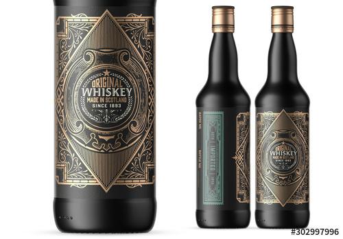 Vintage-Style Bottle Label Layout  - 302997996 - 302997996