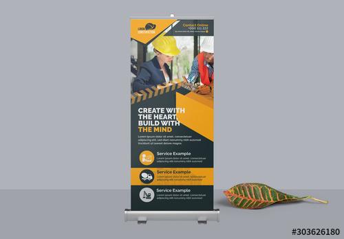 Construction Roll Up Banner Layout - 303626180 - 303626180