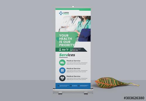 Medical Clinic Roll Up Banner Layout - 303626380 - 303626380