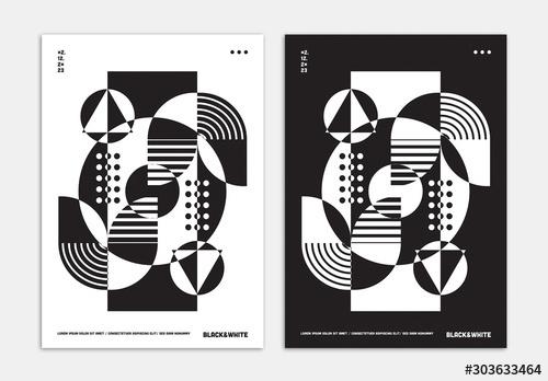 Black and White Abstract Poster Layout - 303633464 - 303633464