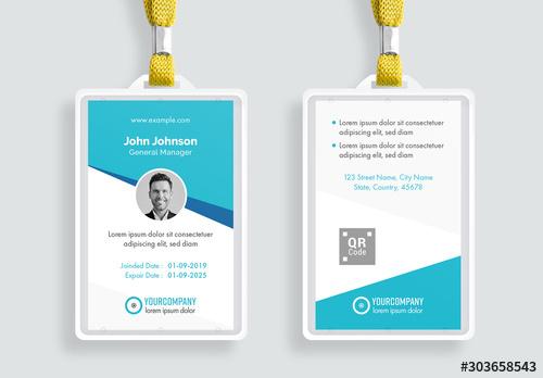 Id Card Layout with Blue Accents - 303658543 - 303658543