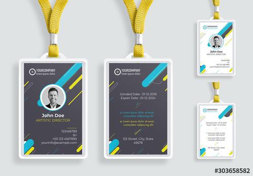 ID Card Layout with Colorful Elements - 303658582 - 303658582