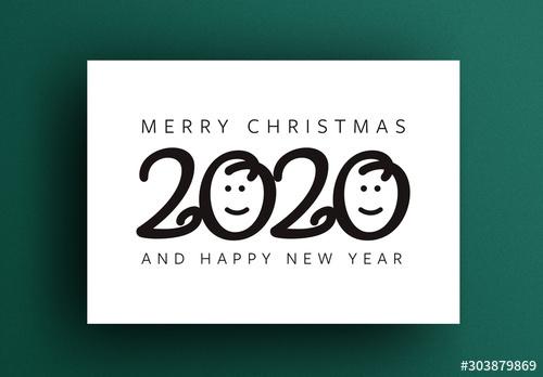 Happy New Year Card Layout with Smiles - 303879869 - 303879869