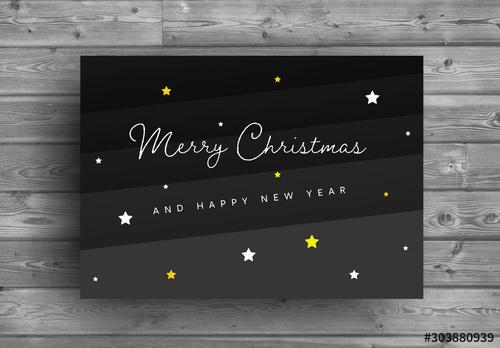 Christmas Card Layout with Stars - 303880939 - 303880939