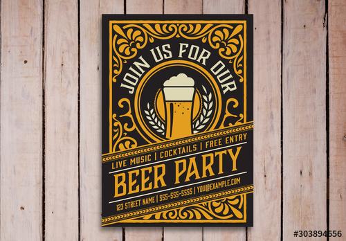 Vintage Beer Party Poster Layout - 303894656 - 303894656