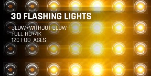 Videohive - 120 Flashing Light Full HD and 4K Warm Glow Loop Footages/ Gold Award Led Light Stage Backgrounds