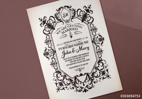 Baroque Wedding Invitation Layout - 303894753 - 303894753