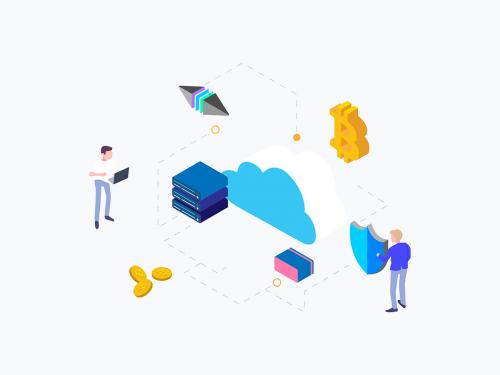 Isometric Graphic Cloud Mining Cryptocurrency - isometric-graphic-cloud-mining-cryptocurrency