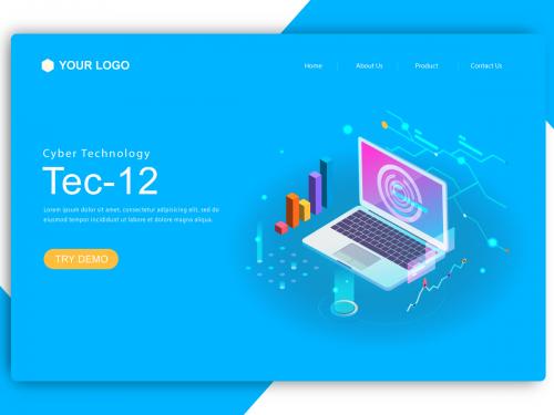 isometric landing page with laptop - isometric-landing-page-with-laptop