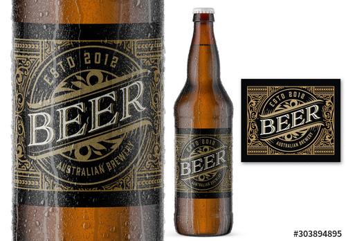 Vintage Style Beer Label Layout - 303894895 - 303894895