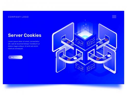 isometric server cookies technology concept - isometric-server-cookies-technology-concept