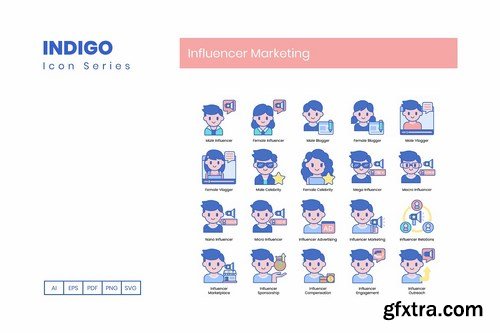 93 Influencer Marketing Icons - Indigo Series