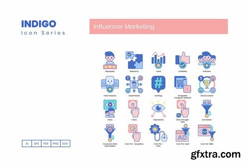 93 Influencer Marketing Icons - Indigo Series