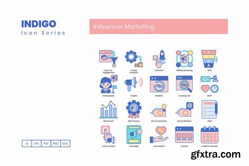 93 Influencer Marketing Icons - Indigo Series