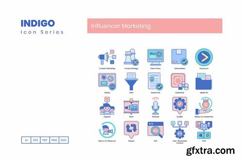 93 Influencer Marketing Icons - Indigo Series