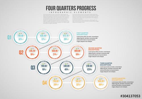 Four Quarters Progress Infographic - 304137053 - 304137053