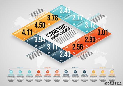 Isometric Annual Square Infographic - 304137112 - 304137112