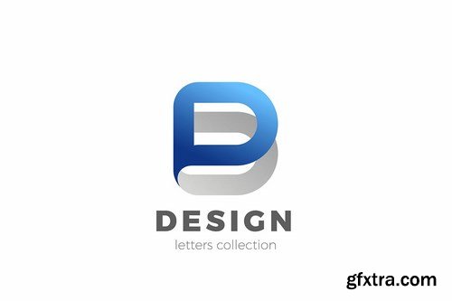 Letter D Logo design 3D Ribbon style