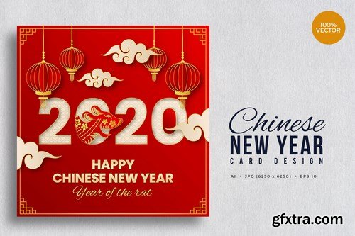 Chinese New Year, Rat Year Vector Cards